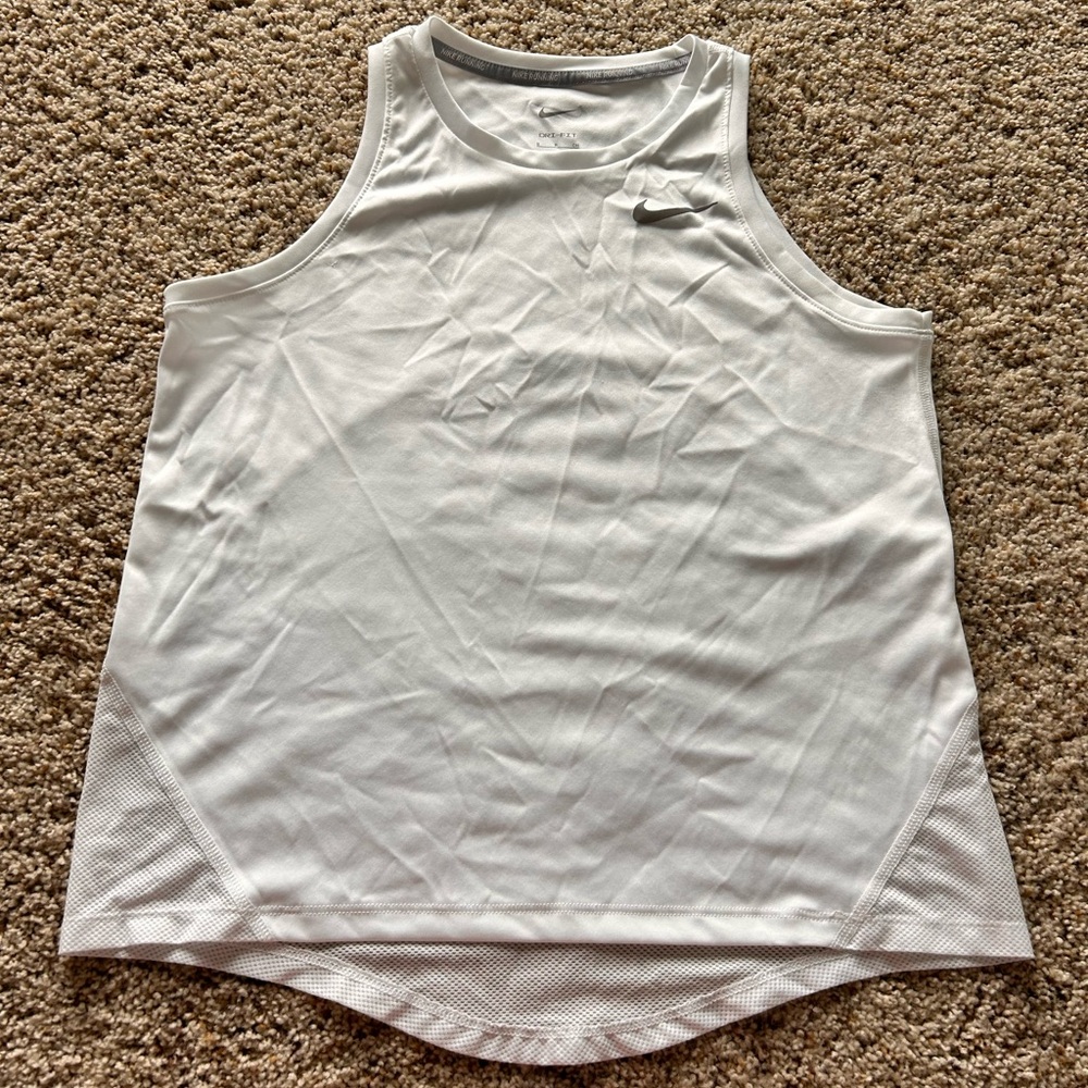Nike White Women's Running Tank Top with Dri-FIT Swoosh